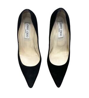 Jimmy Choo Abel Women's Black Suede Pointed Toe Stiletto Heels Pumps Size 38.5